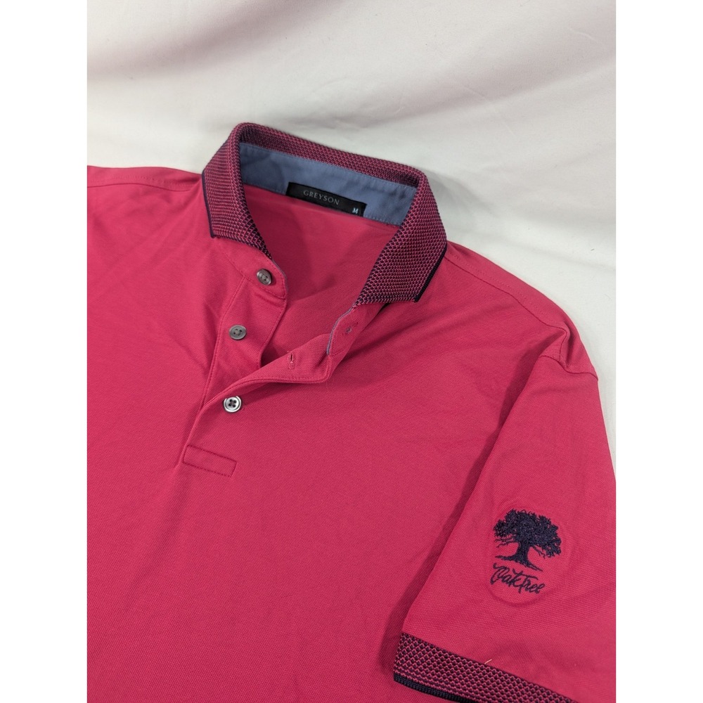 Greyson Men's M Golf Shirt Eraser Pink Golf Polo Oak Tree National Golf Course